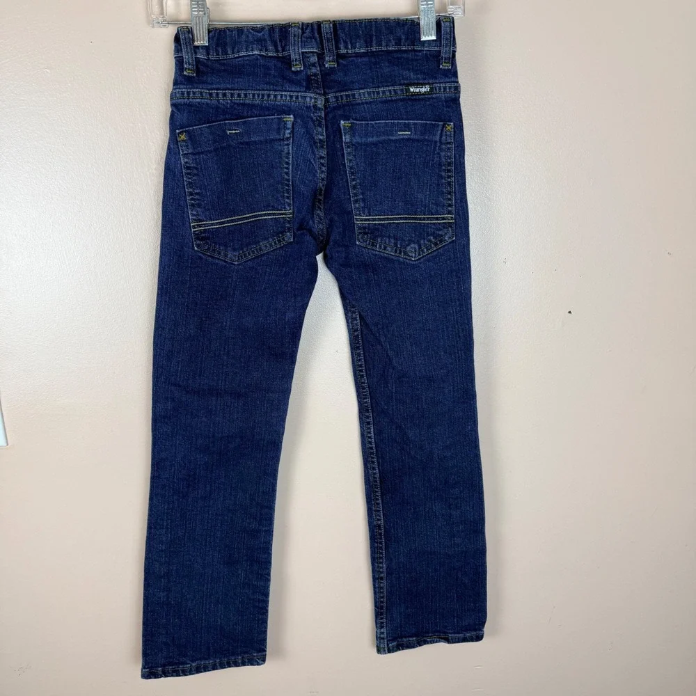Wrangler‎ Boys Straight Leg Jeans Dark Wash Adjustable Waist Size 10 Regular